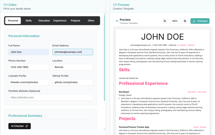 BuildMyCv - AI Resume Builder & Job Matching